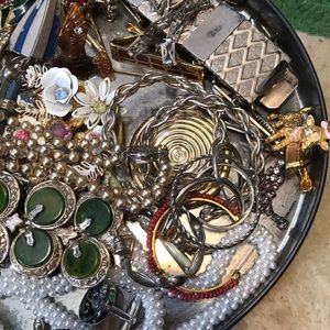 Double Layer LOT of Vintage Junk to Good Jewelry
